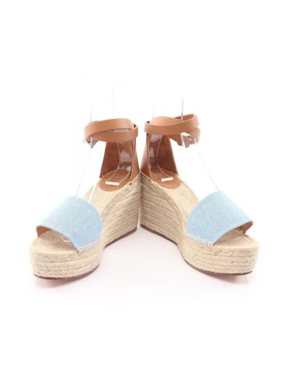 Hermes Sandals Tipoli Espadrilles Wedge Sole Denim Leather Shoes